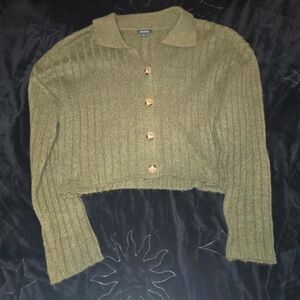 Wild Fable Olive Button-Up Sweater